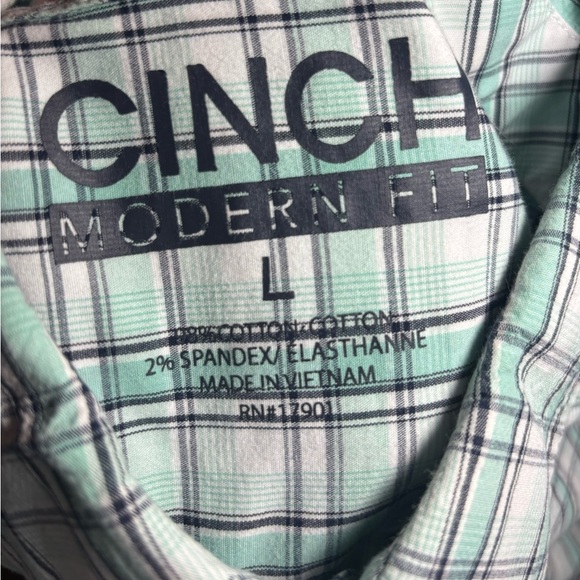 Cinch Modern Fit Men’s Size L Green Plaid Shirt Western Preppy Workwear Rodeo - Picture 4 of 5